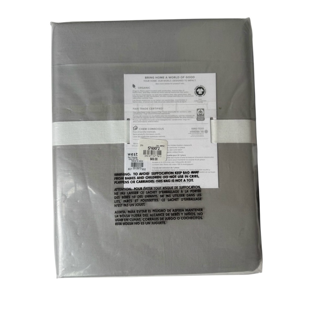 Set of 2 New Pottery Barn west elm organic soft cotton duvet cover Twin - Picture 2 of 7